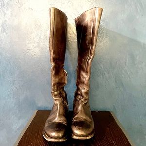 Bed Stu Cobbler series Black Distressed Leather Knee High Riding Boots Size 9